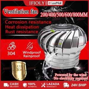 Roof Ventilator 200mm-800mm Whirl Wind for Residential and Industrial Exhaust Fan with Wind Powered Roof Mounted 304 stainless steel