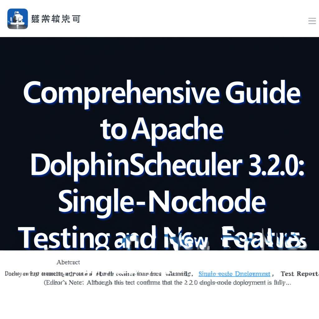 Comprehensive Guide to Apache DolphinScheduler 3.2.0: Single-Node Deployment, Testing, and New Features