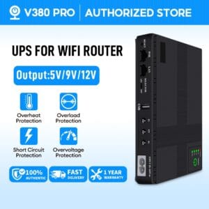 V380 PRO 5V 9V12V 10400mAh Universal DC Mini UPS USB DC PoE LAN Interface For Wifi Modem And Router 36W Durable Mini UPS Power Supply For CCTV Security Camera