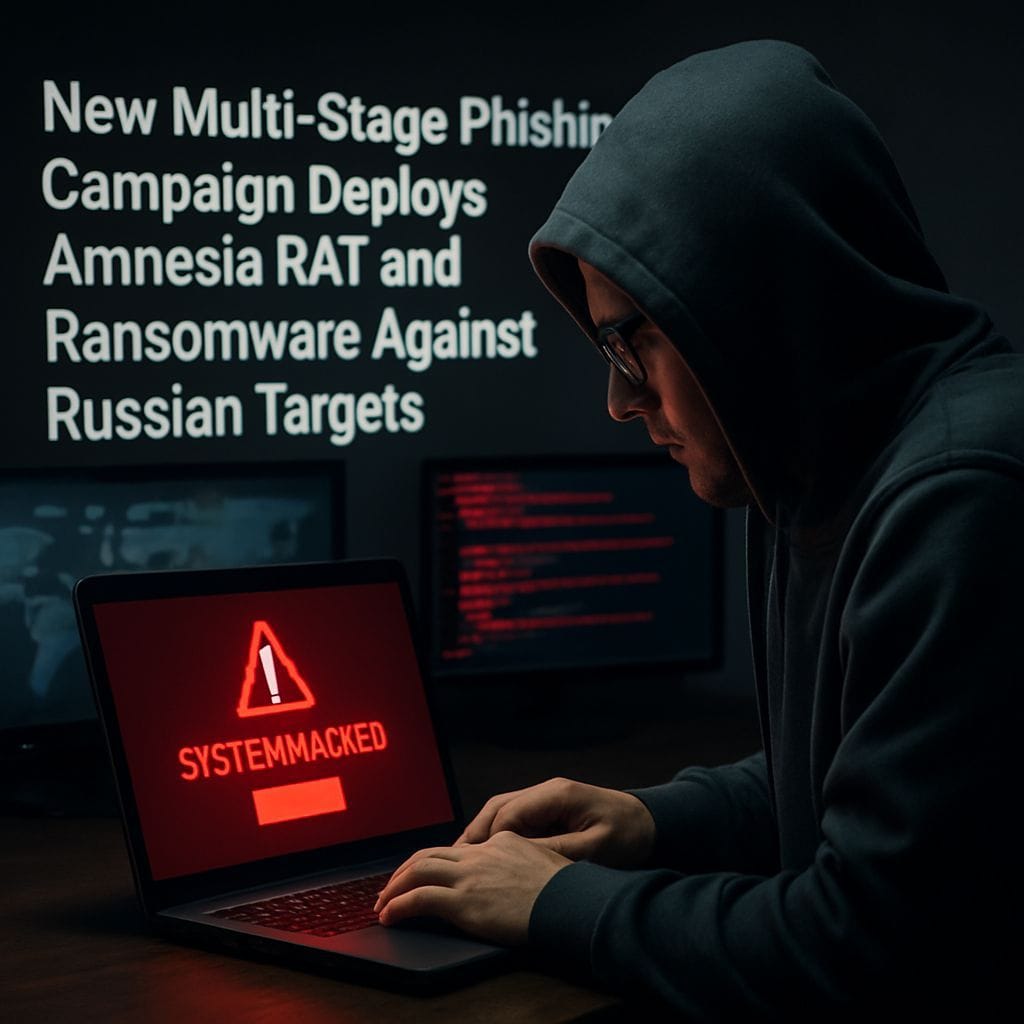 New Multi-Stage Phishing Campaign Deploys Amnesia RAT and Ransomware Against Russian Targets