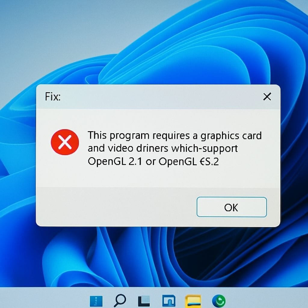 Fix: “This program requires a graphics card and video drivers which support OpenGL 2.1 or OpenGL ES 2” on Windows 11