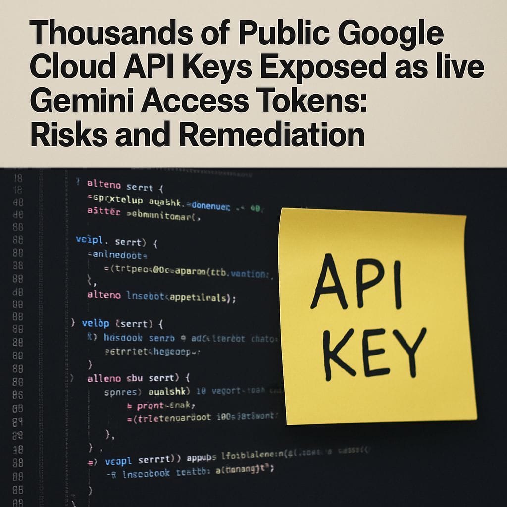 Thousands of Public Google Cloud API Keys Exposed as Live Gemini Access Tokens: Risks and Remediation