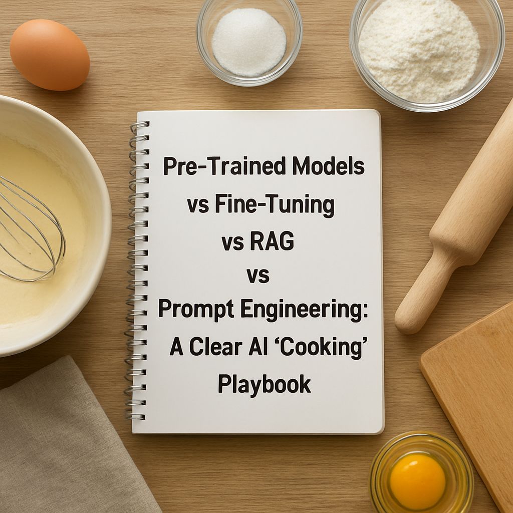 Pre-Trained Models vs Fine-Tuning vs RAG vs Prompt Engineering: A Clear AI “Cooking” Playbook