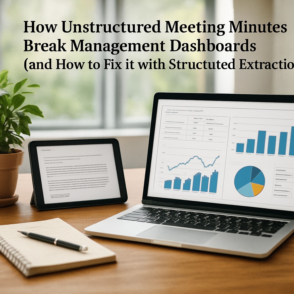 How Unstructured Meeting Minutes Break Management Dashboards (and How to Fix It with Structured Extraction)