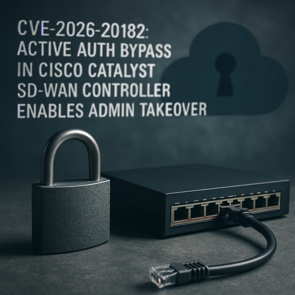 CVE-2026-20182: Active Auth Bypass in Cisco Catalyst SD-WAN Controller Enables Admin Takeover
