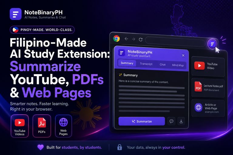 NoteBinaryPH: Filipino AI Study Extension for Chrome
