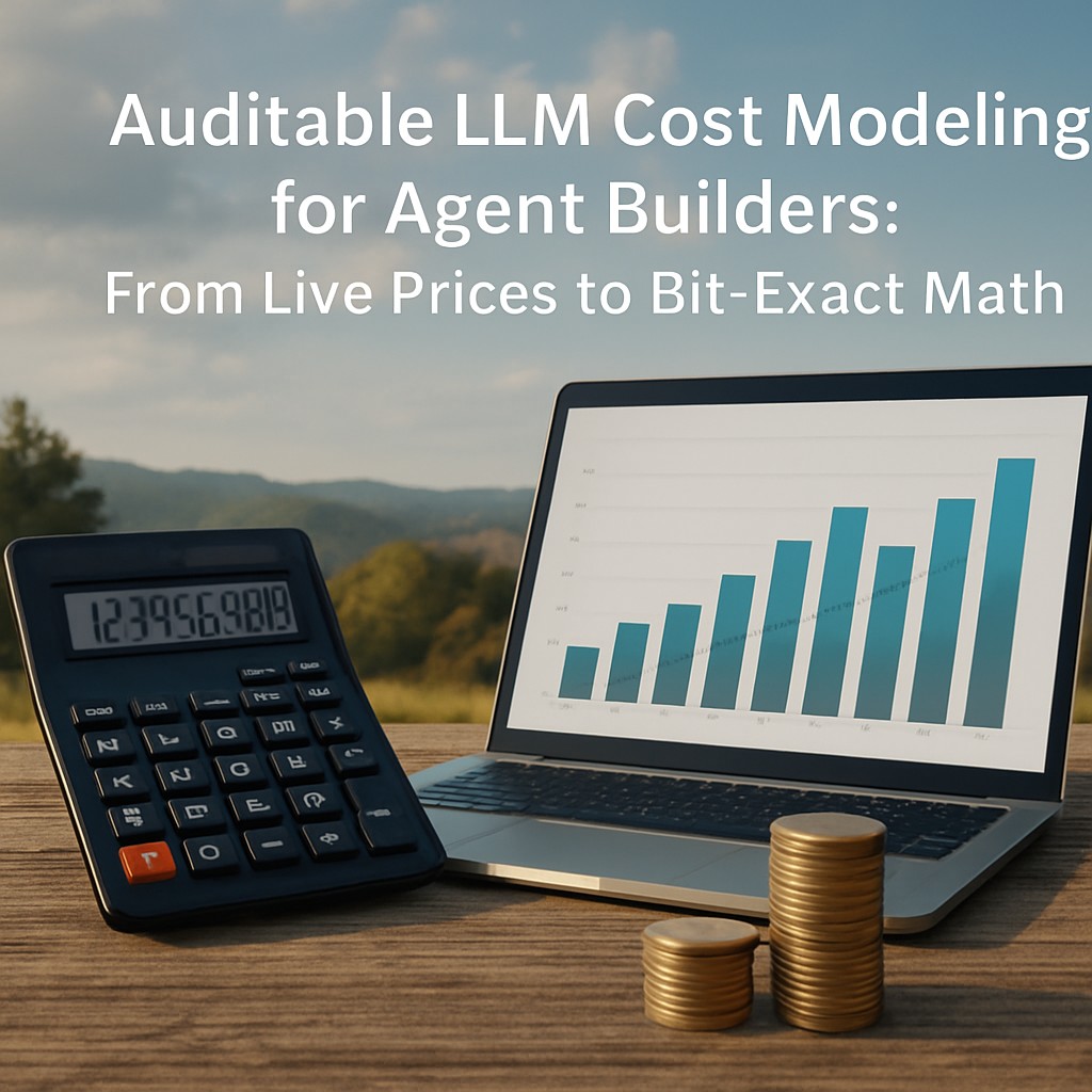 Auditable LLM Cost Modeling for Agent Builders: From Live Prices to Bit-Exact Math