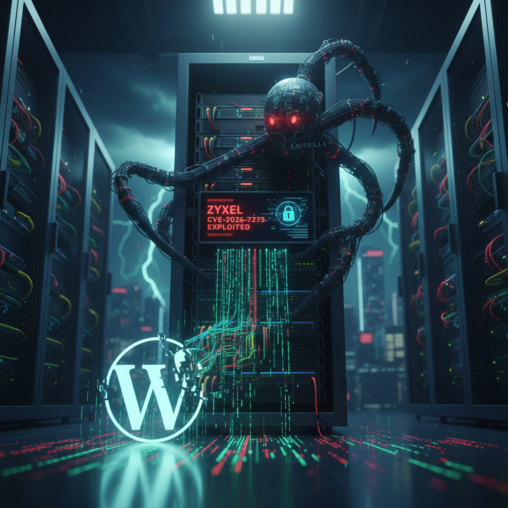 Octopus-like creature exploiting Zyxel server, WordPress compromised.